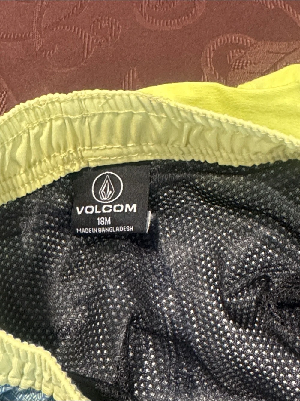 Volcom Boys Neon Lime Tee with Blue Leaf Swim Shorts
