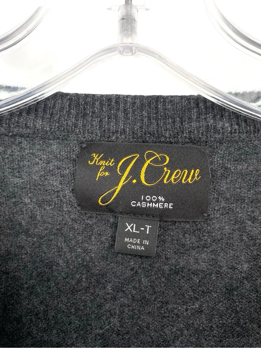J. Crew Men’s Cashmere Crewneck Sweater Charcoal Gray XL Tall
