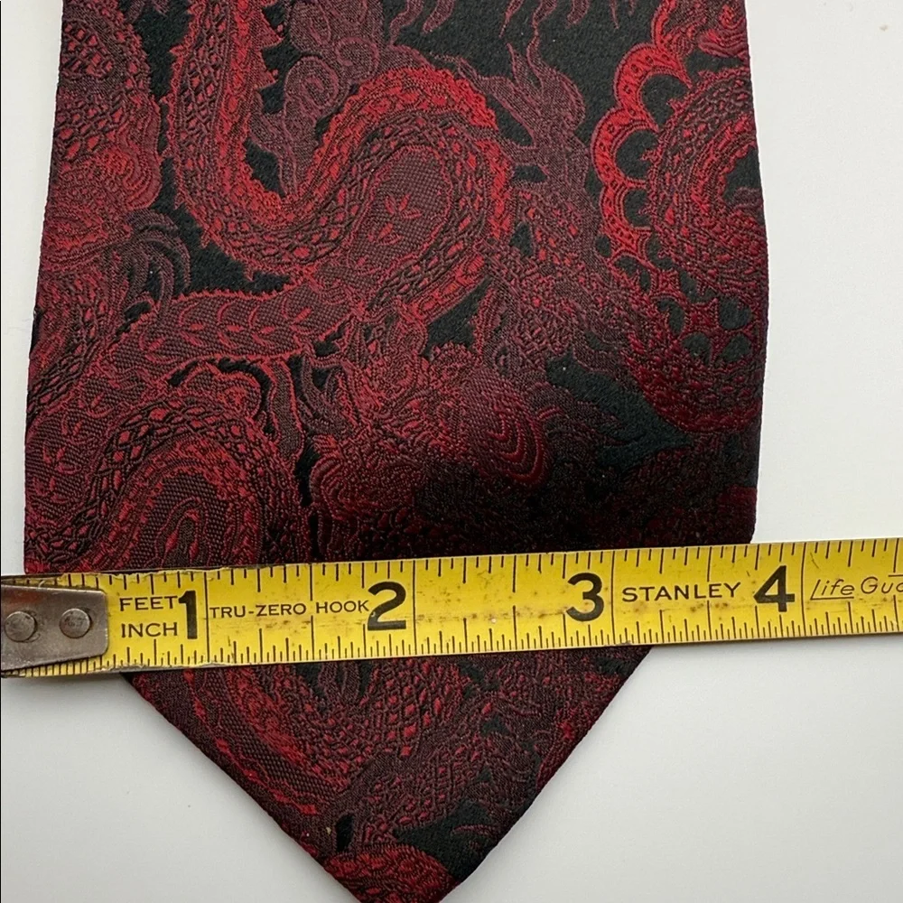 J.Ferrar Red and Black Dragon Mens , 100% Silk