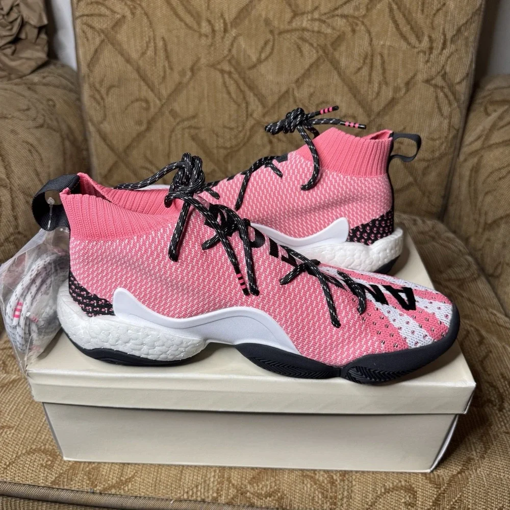 Adidas Pharrell William Crazy BYW LVL X‎ Ambition Sneakers US 10 Pink White Lace
