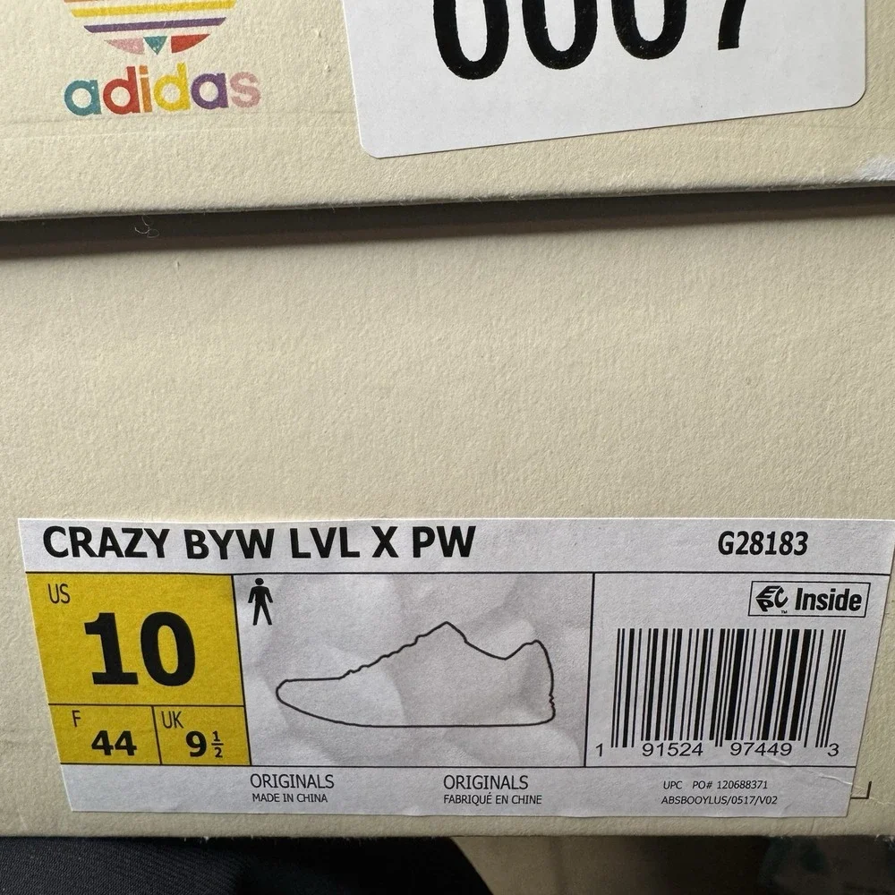 Adidas Pharrell William Crazy BYW LVL X‎ Ambition Sneakers US 10 Pink White Lace