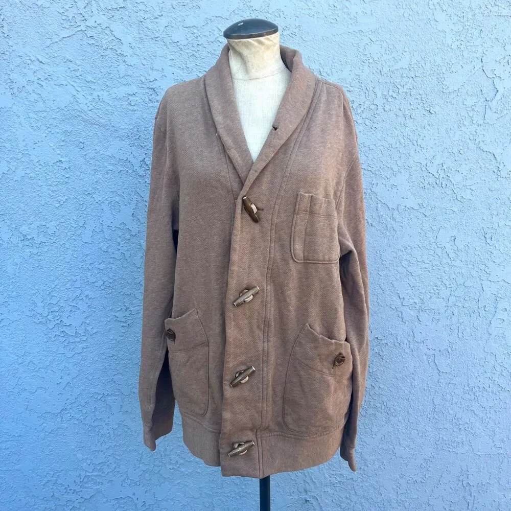 Reiss Men's Tan Shawl Collar Sweatshirt Sweater Top Size Large