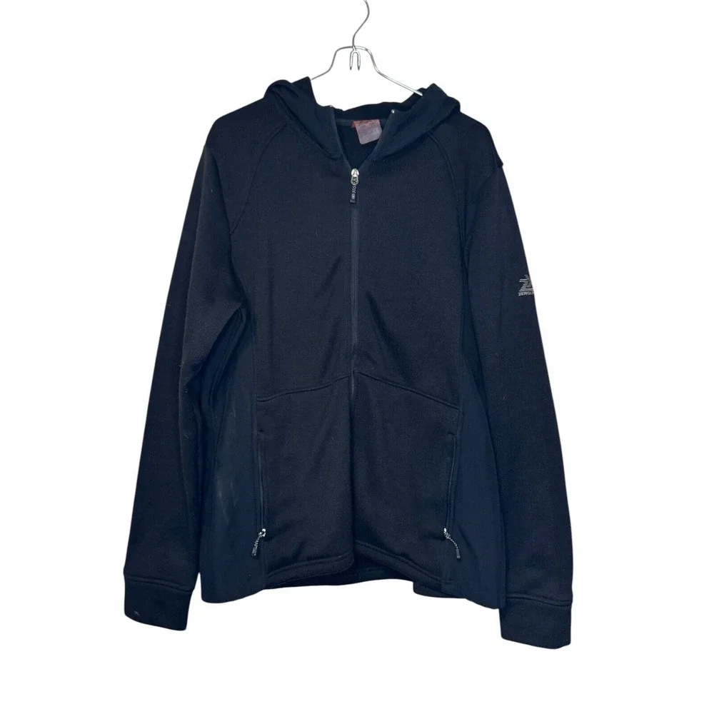 ZeroXposur Men Sweater Full‎ Zip Hooded Zipper Pocket Long Sleeve Black Size XL
