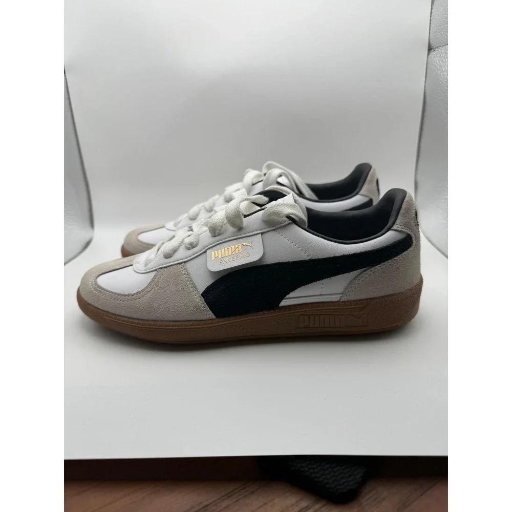 Puma Palermo Mens White Black Gum Low Top Suede Leather Sneakers size 6