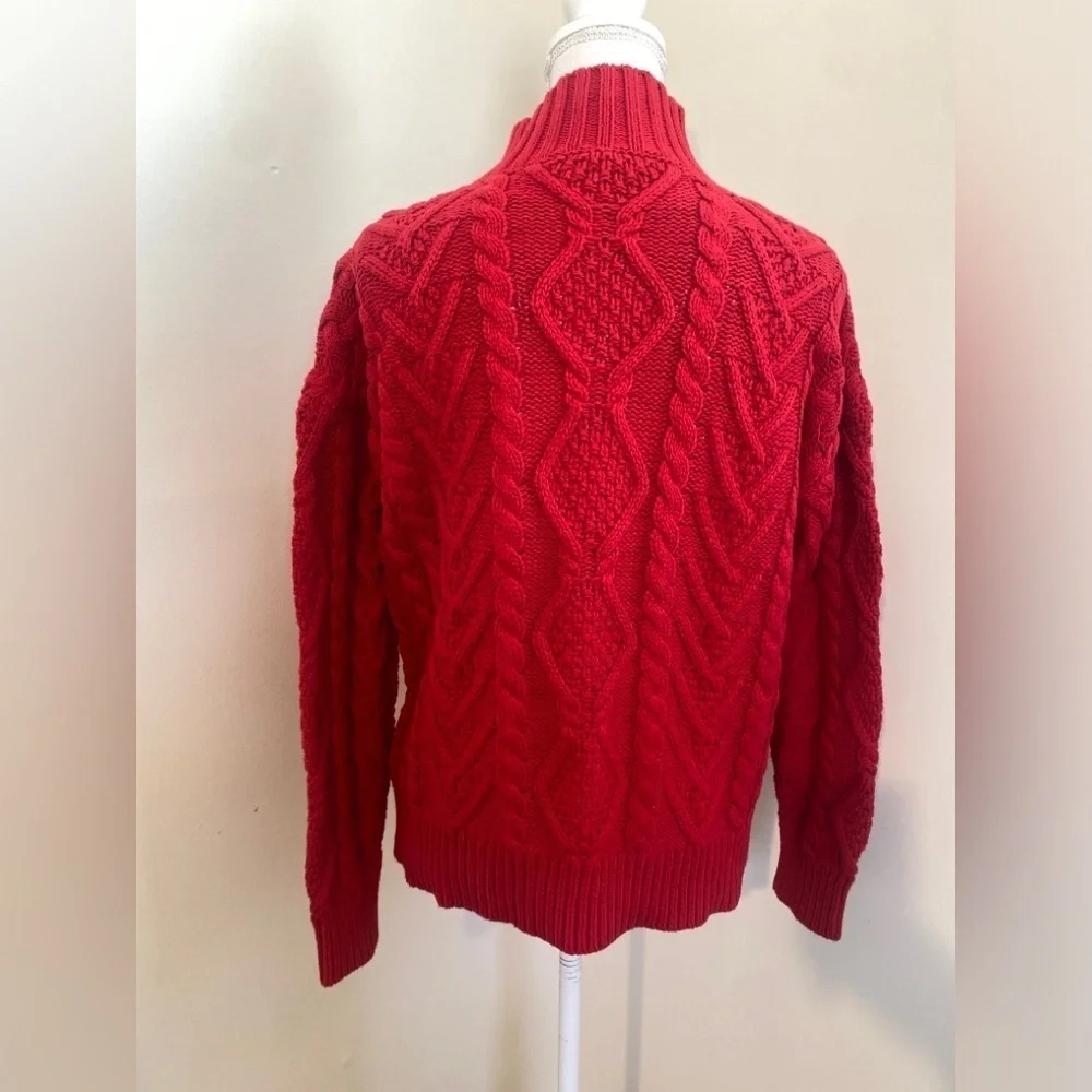 Lauren By Ralph Lauren Black Label Red Cable Knit Sweater Size Medium