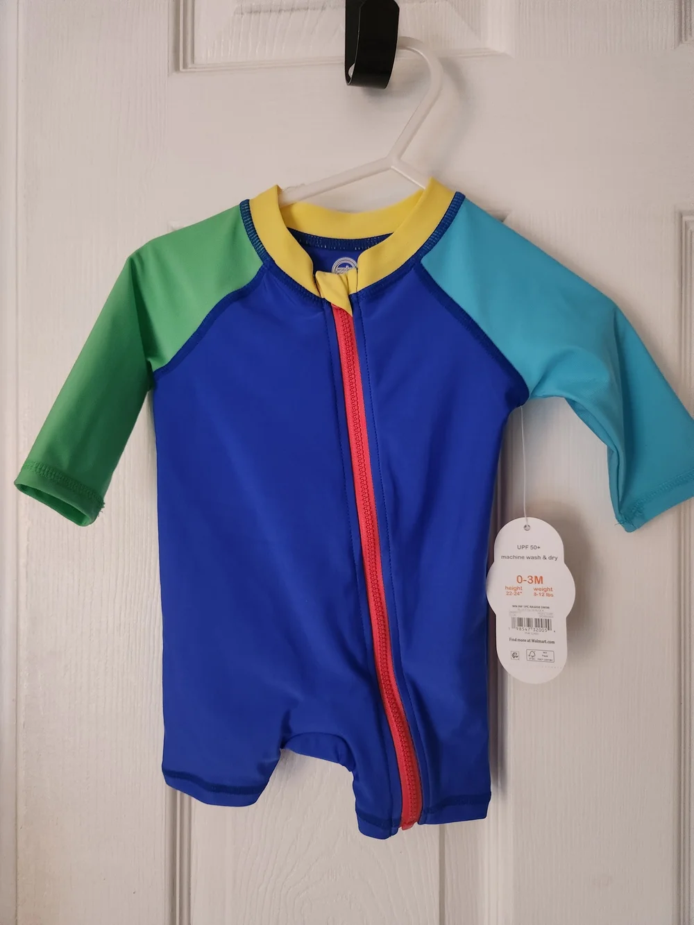 Wonder Nation Baby Sun Suit Swim Suit 0-3M UPF 50+ Colorblock NWT