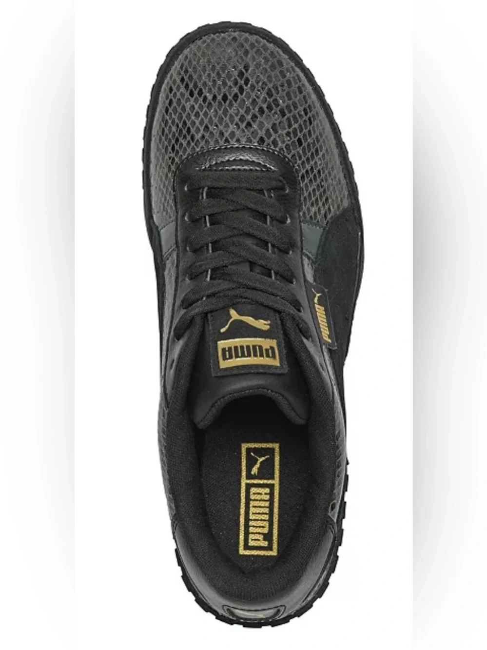 PUMA Cali Wedge Snakeskin Print Sneakers Black size 4