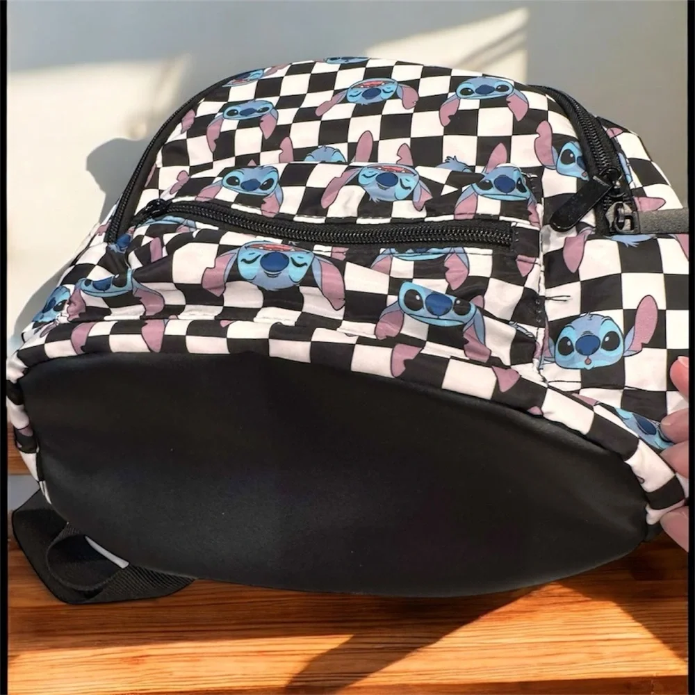 Disney stitch Checkered Backpack 10x11in like new