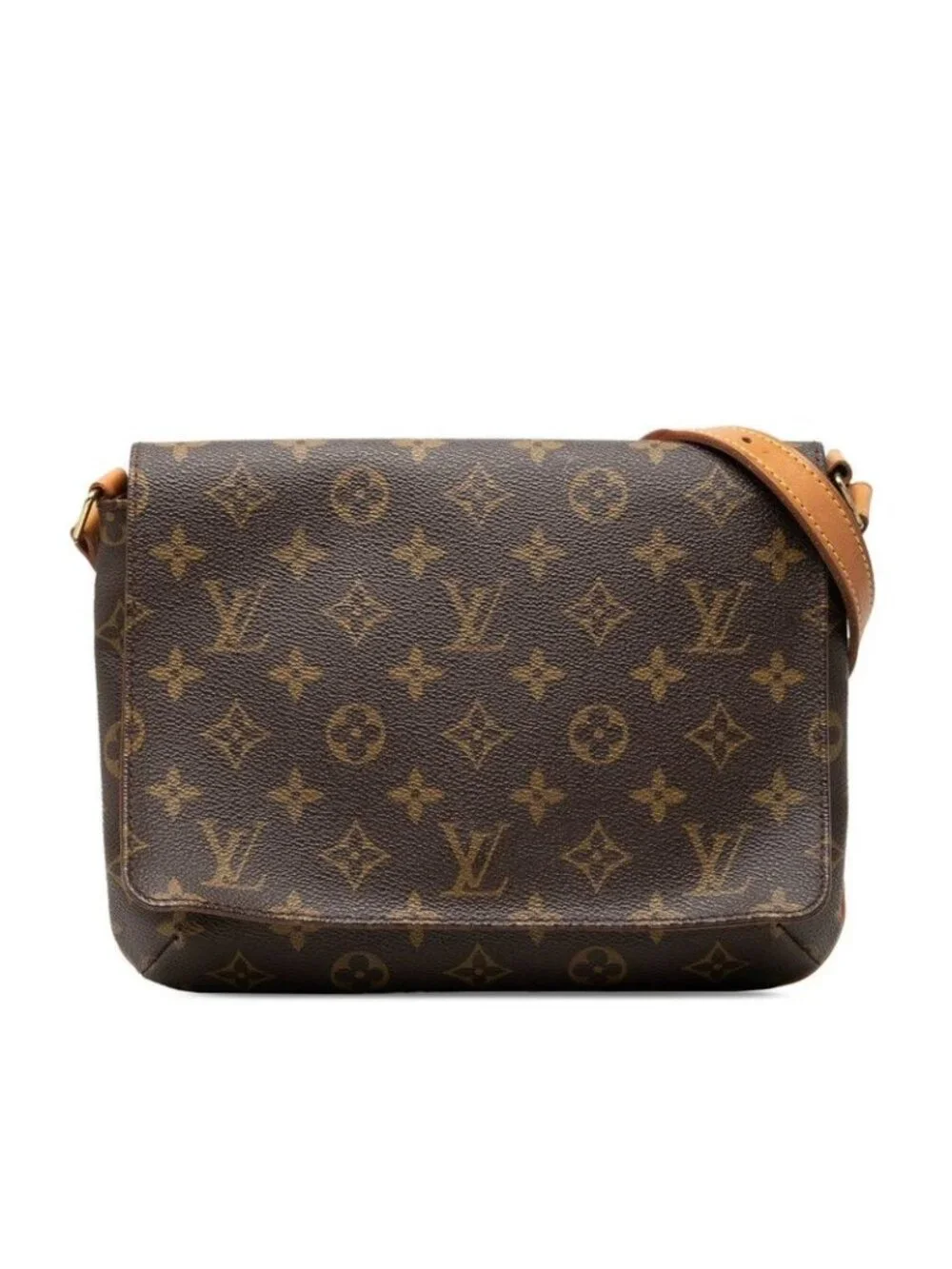 Louis Vuitton Monogram Musette Tango Short Shoulder Bag Brown Leather