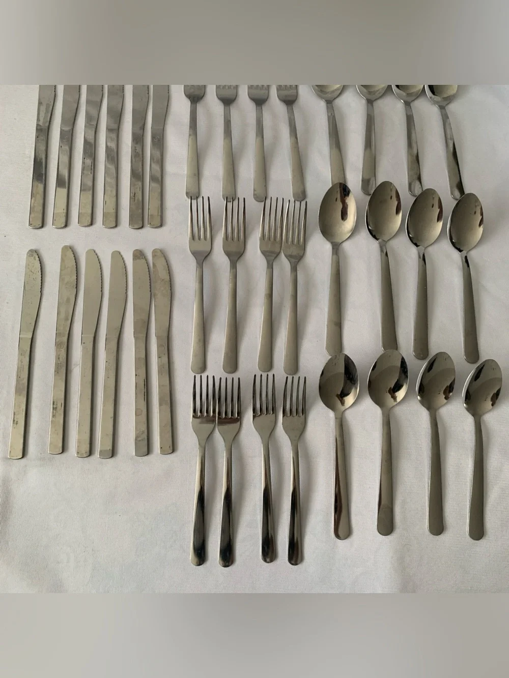 Lot of 36 Stainless Steel Silverware12 Spoons Forks Knives Flatware Picnic Party