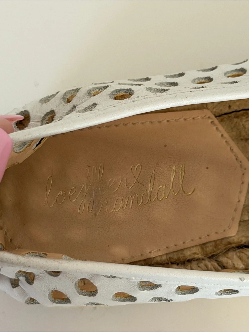 Loeffler Randall | White Perforated Espadrilles with Black Cap Toe