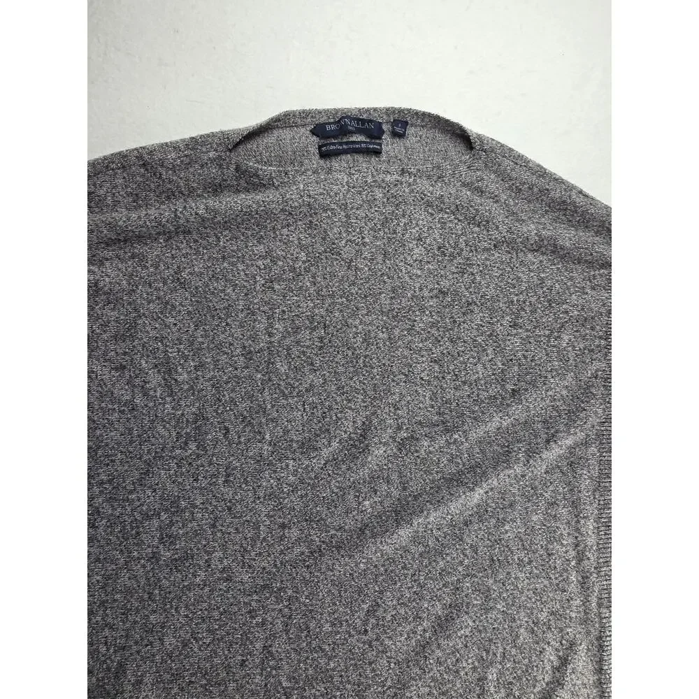 Brown Allan Gray Merino Wool Cashmere Scoop Neck Sweater Size Small