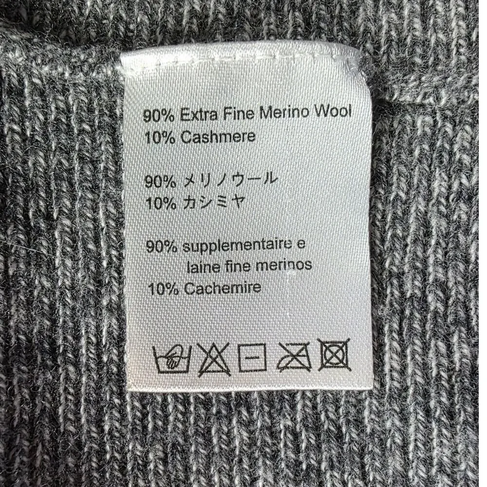 Brown Allan Gray Merino Wool Cashmere Scoop Neck Sweater Size Small