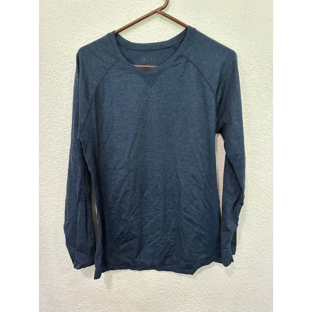 FIGS Mens Heather Navy Blue Long Sleeve Technical Scrub Undershirt Top Size M