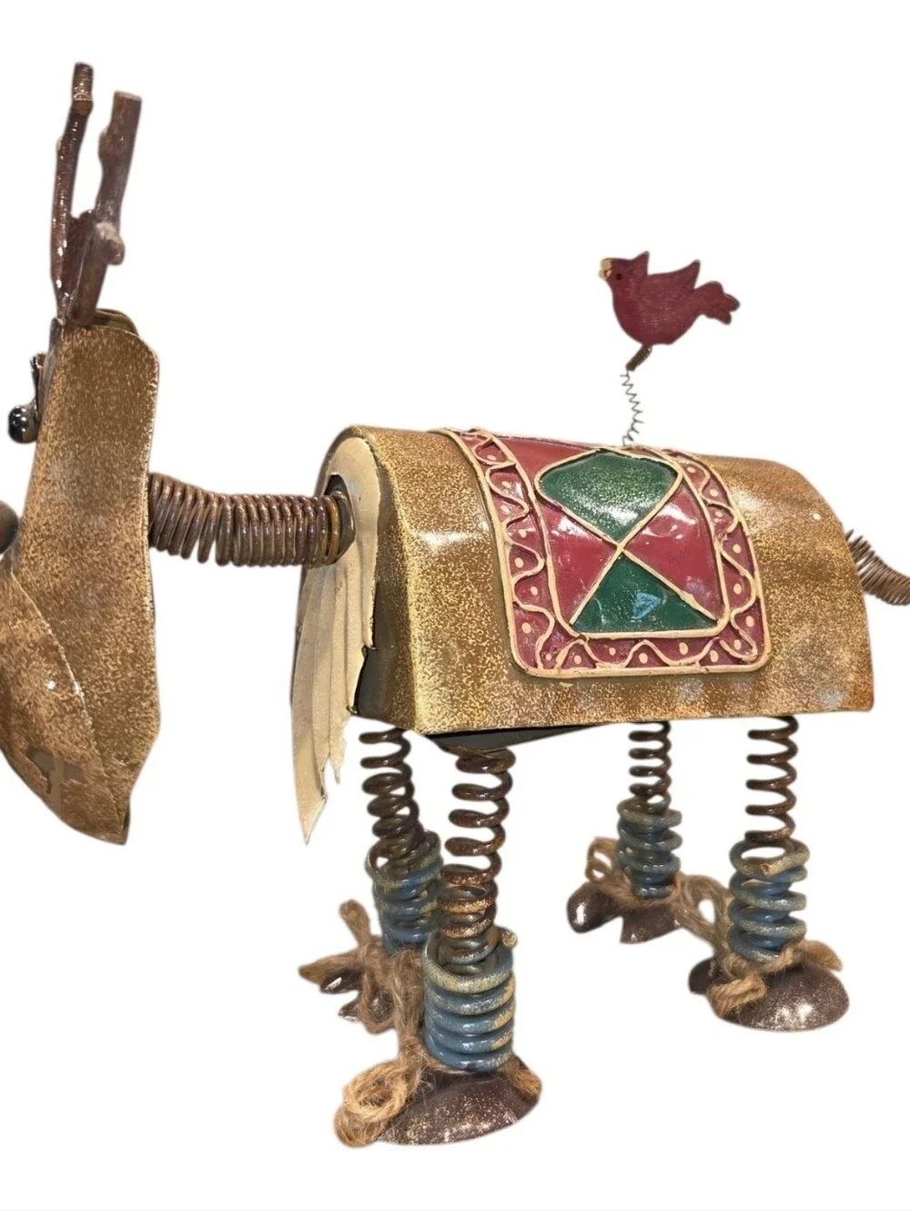 Whimsical Bobblehead Christmas Reindeer Retro Free Standing Metal Spring Dancing