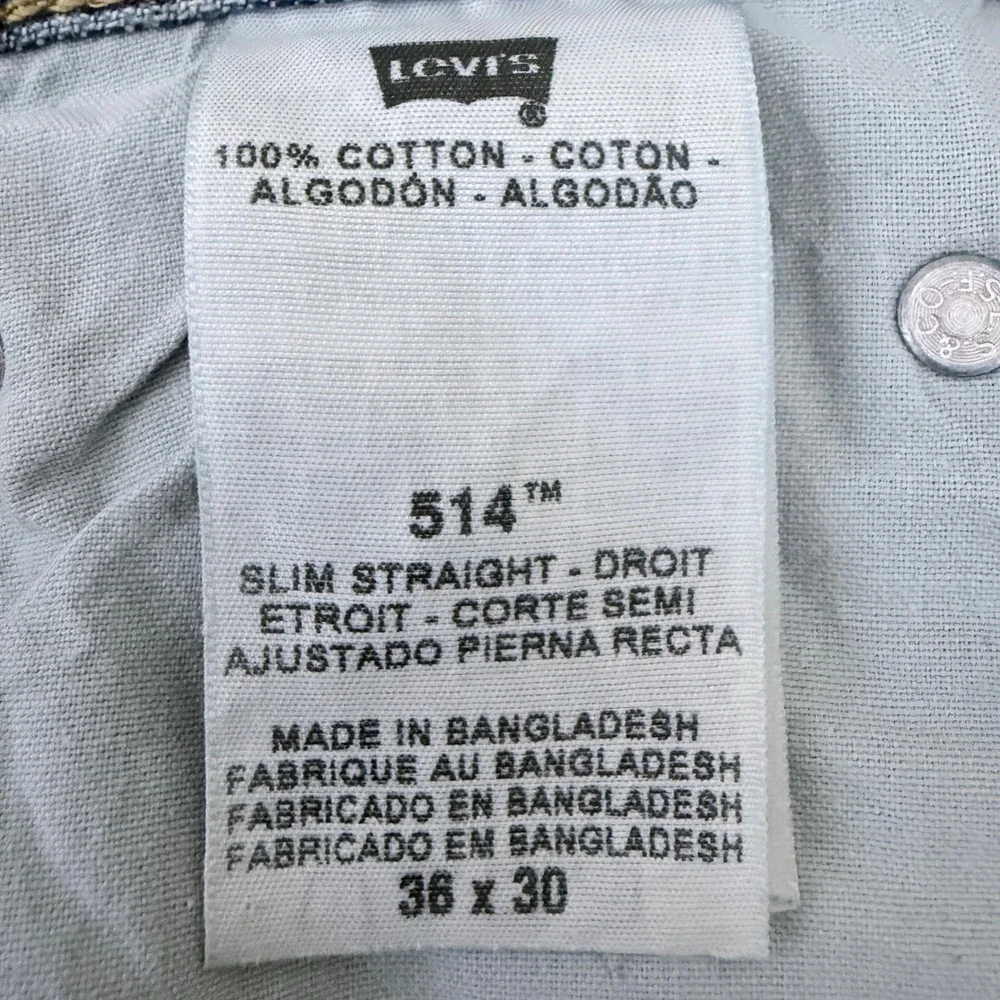 Levi's 514 Slim Rugged Jeans Men 36x30 Medium Wash Denim 100% Cotton Outdoor