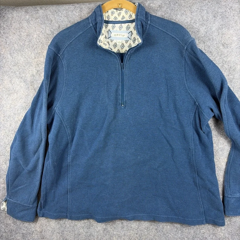 Orvis 1/4 Zip Pullover Sweater Sweatshirt Blue Men's Size XL