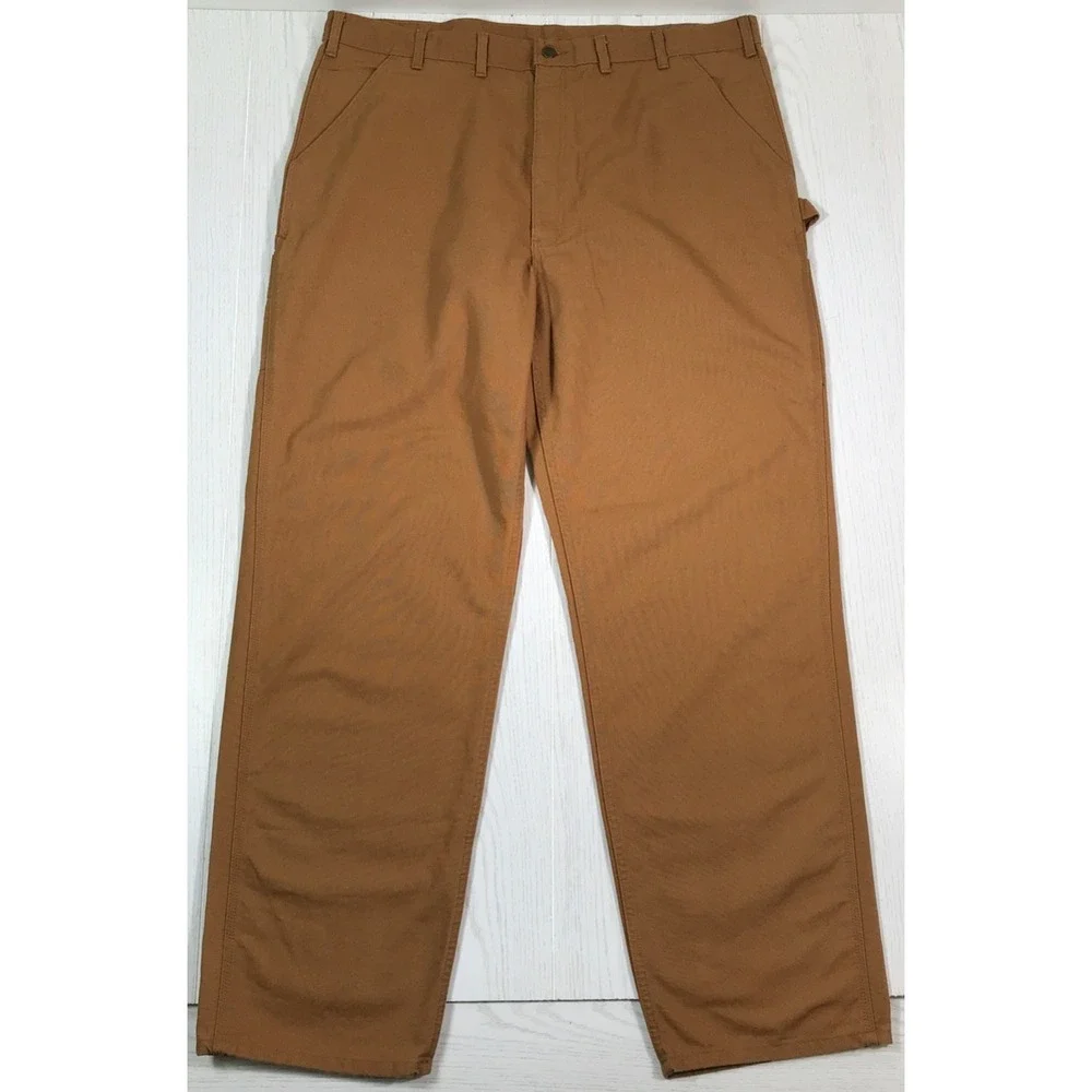 New Carhartt Canvas Carpenter Pant Men 44x36 Brown Utility Duck Loose Fit Cotton