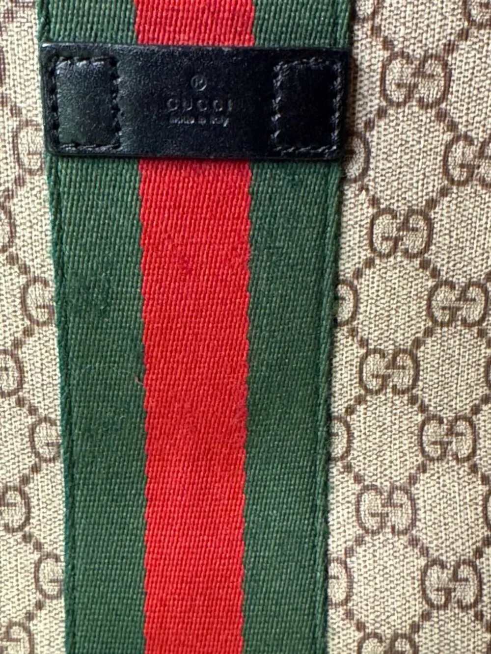 Gucci GG Supreme Web Crossbody Messenger Bag Beige Ebony