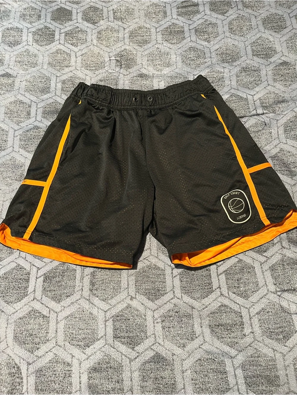 Black & Orange Athletic Mesh Men’s Shorts