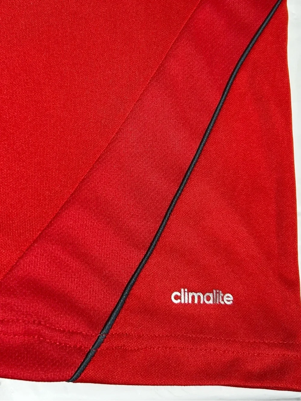 adidas climalite Men’s Red Short Sleeve Training Tee with Black Shoulder Stripes