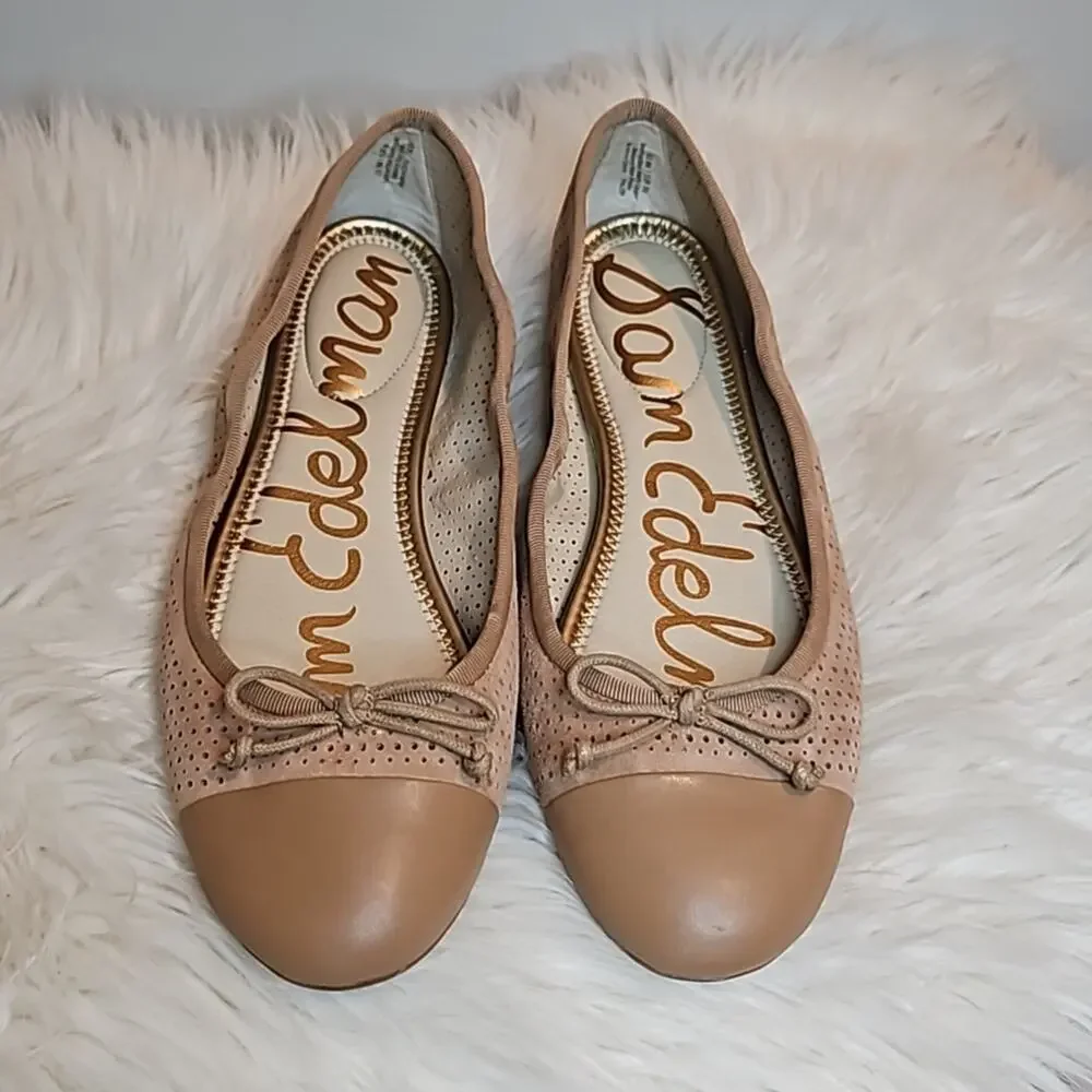 Sam Edelman Falon Perforated Tan Suede Pointed Toe Flats Women’s Size 9