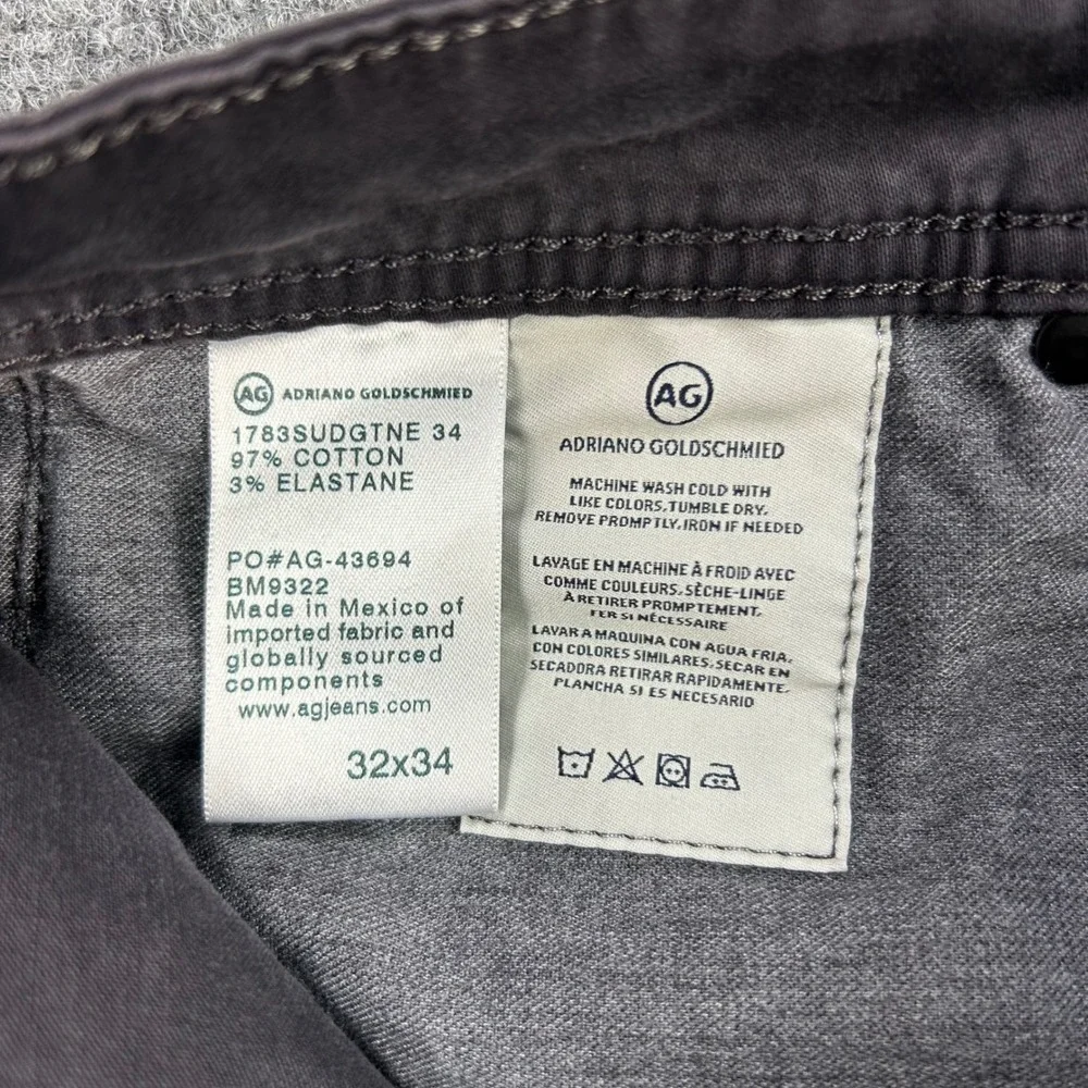 AG Adriano Goldschmied The Tellis Jeans Mens 32.34 Black Modern Slim Denim Pants