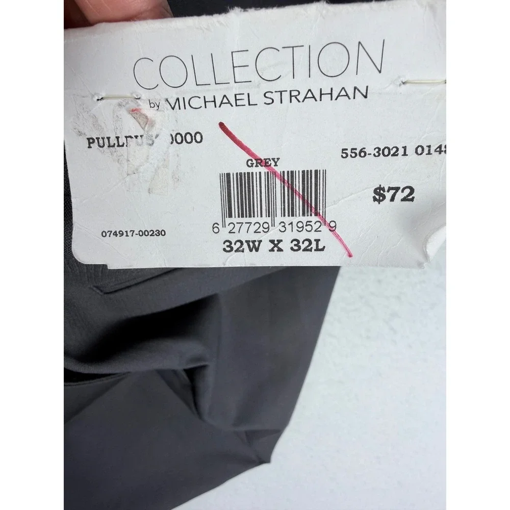 Michael Strahan Collection Mens Grey Dress Pants Flat Front 32W x 32L NWT