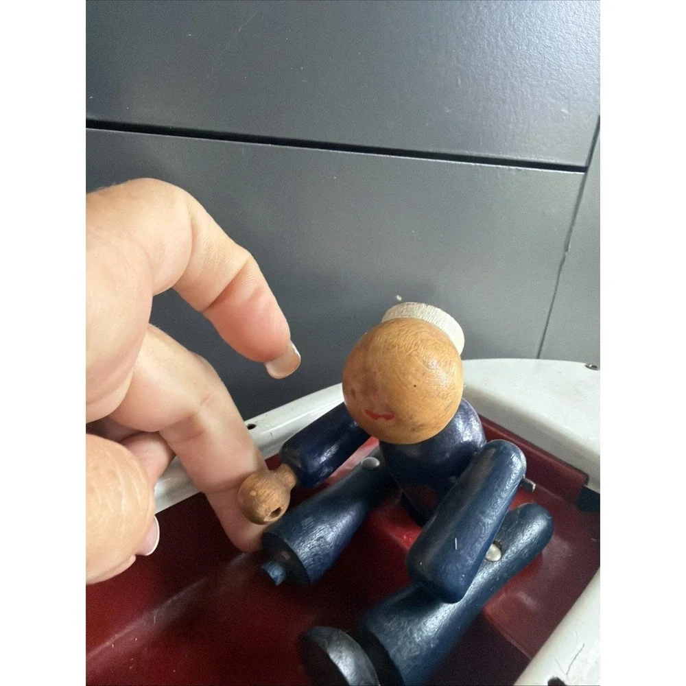 Woodette Coast Guard Pressed Steel Wood Figure Toy Rowboat PARTS or REPAIR ONLY