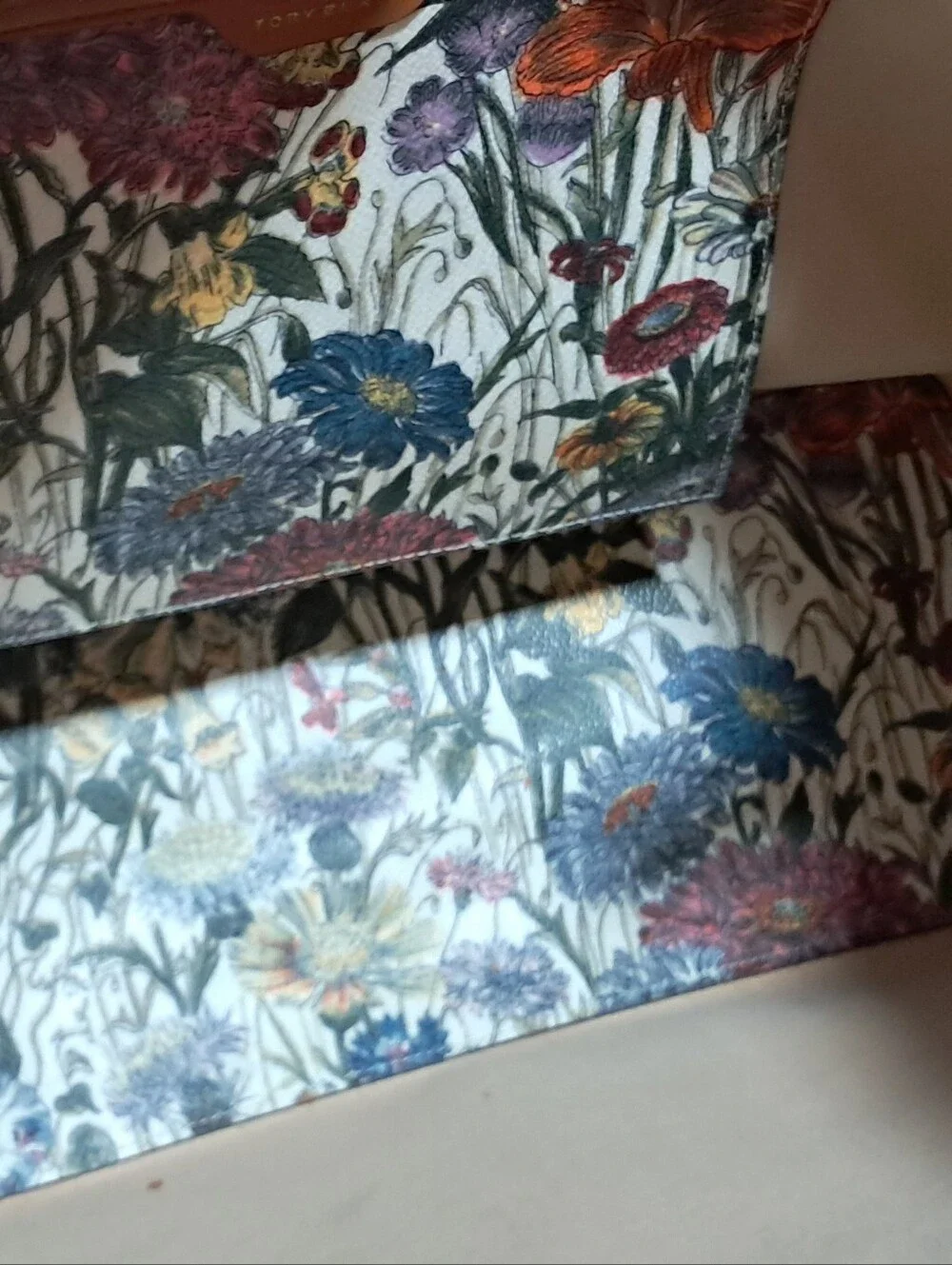 TORY BURCH Floral Print Tote and Pouch Set with Tan Trim