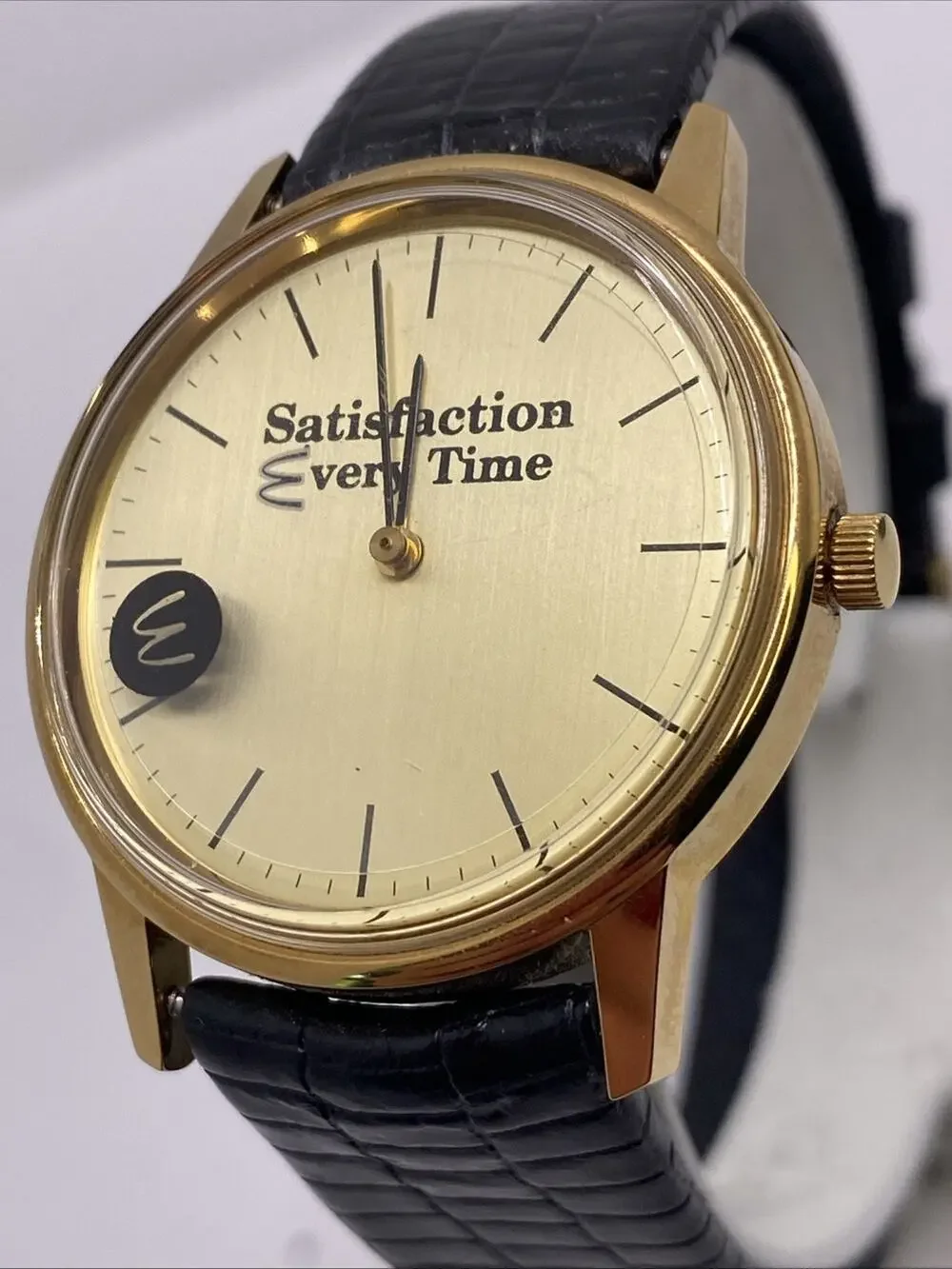 Vintage Mcdonalds Unisex Gold Tone Watch Black Leather Works New Battery