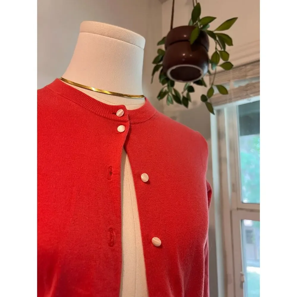 J.Crew Pink Jackie Cardigan Cotton Blend White Button Long Sleeve Size XS