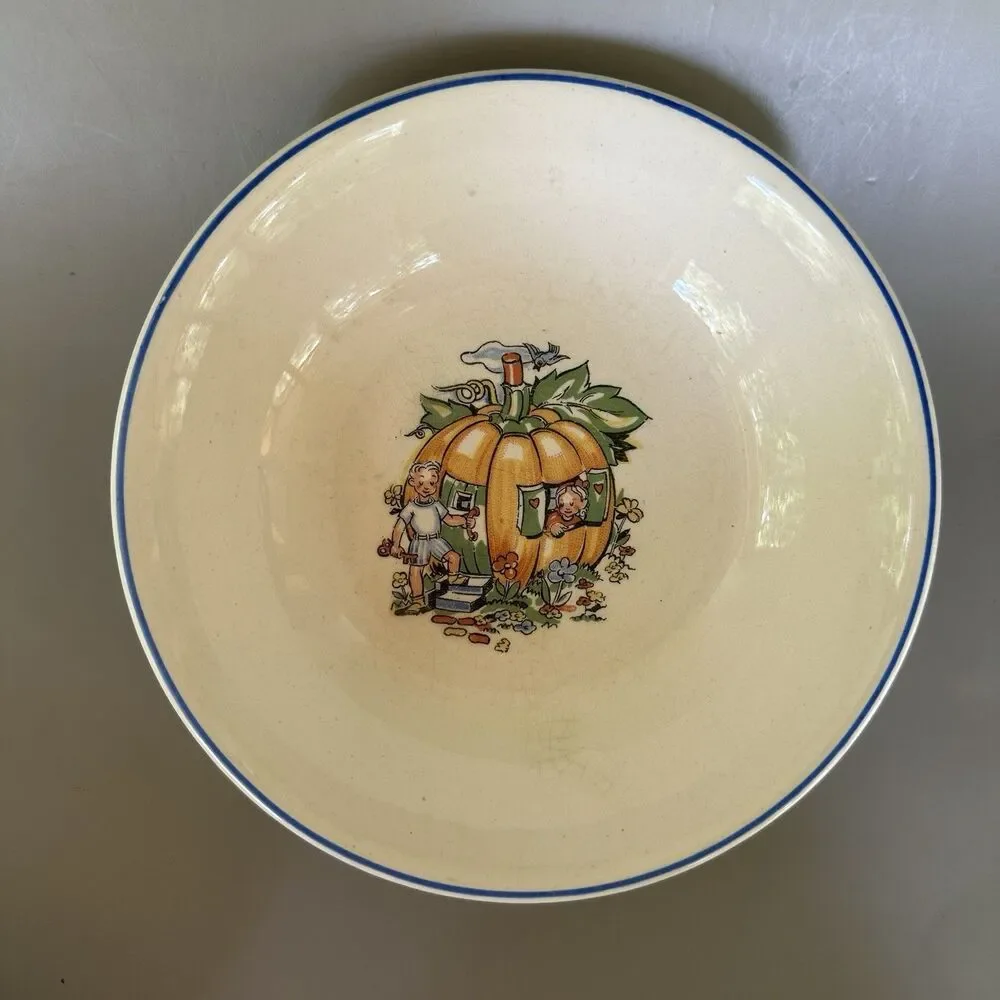 Vintage Salem China Peter Peter Pumpkin Eater Child Bowl Quaker Lady Z USA