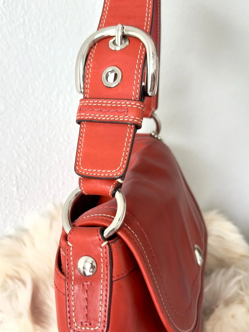 Coach Orange  Leather Shoulder Bag