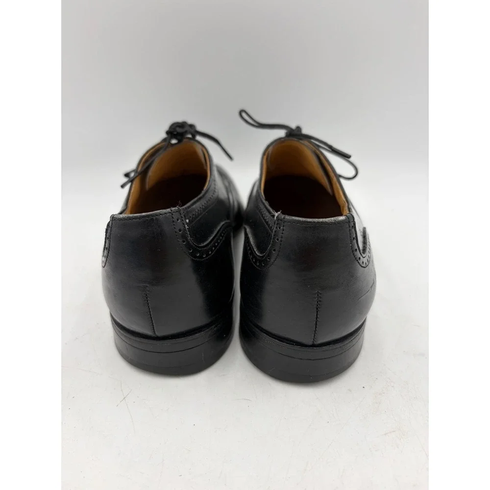 Vintage Johnston & Murphy Aristocraft Black Leather Wingtip Oxford Shoe 7.5D USA
