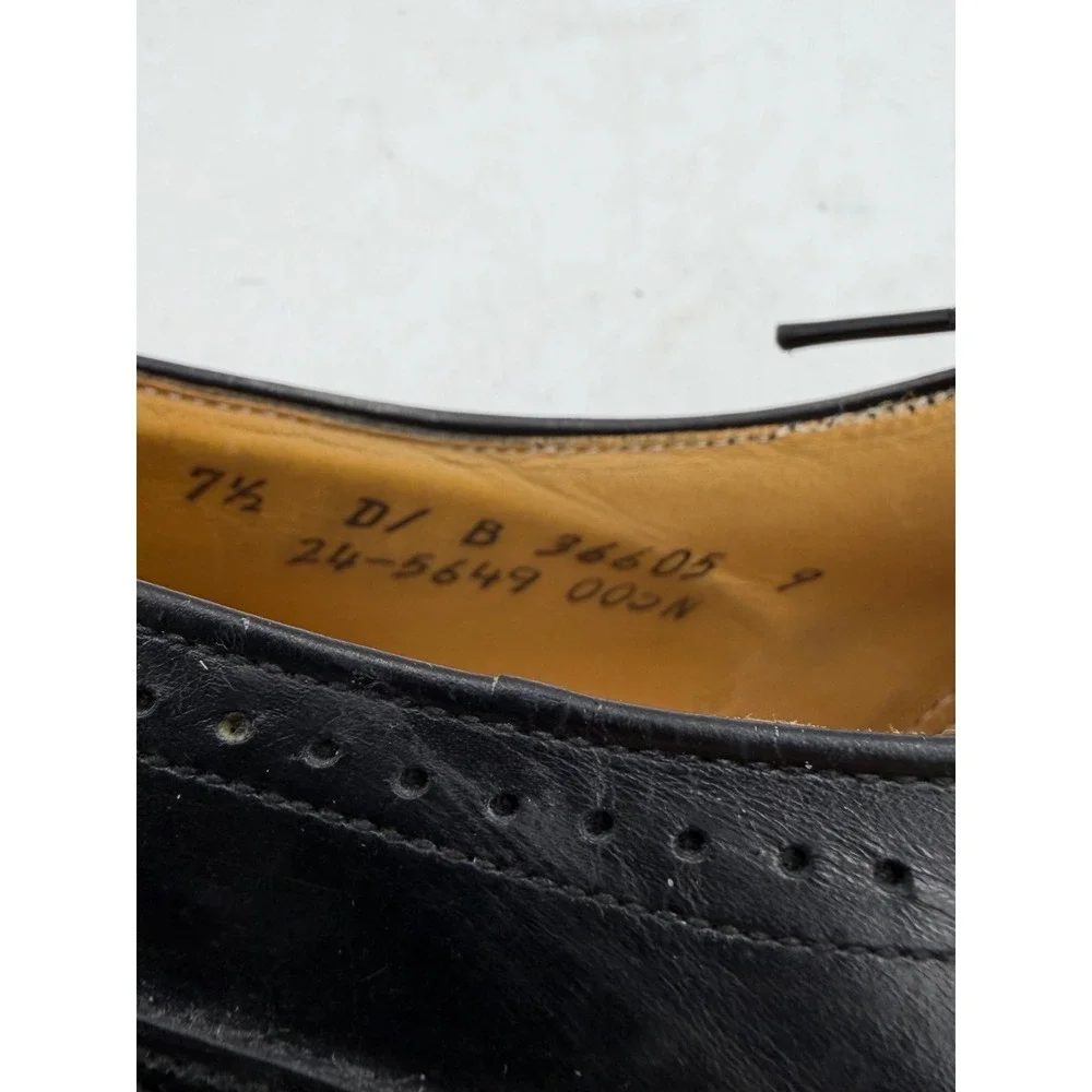 Vintage Johnston & Murphy Aristocraft Black Leather Wingtip Oxford Shoe 7.5D USA