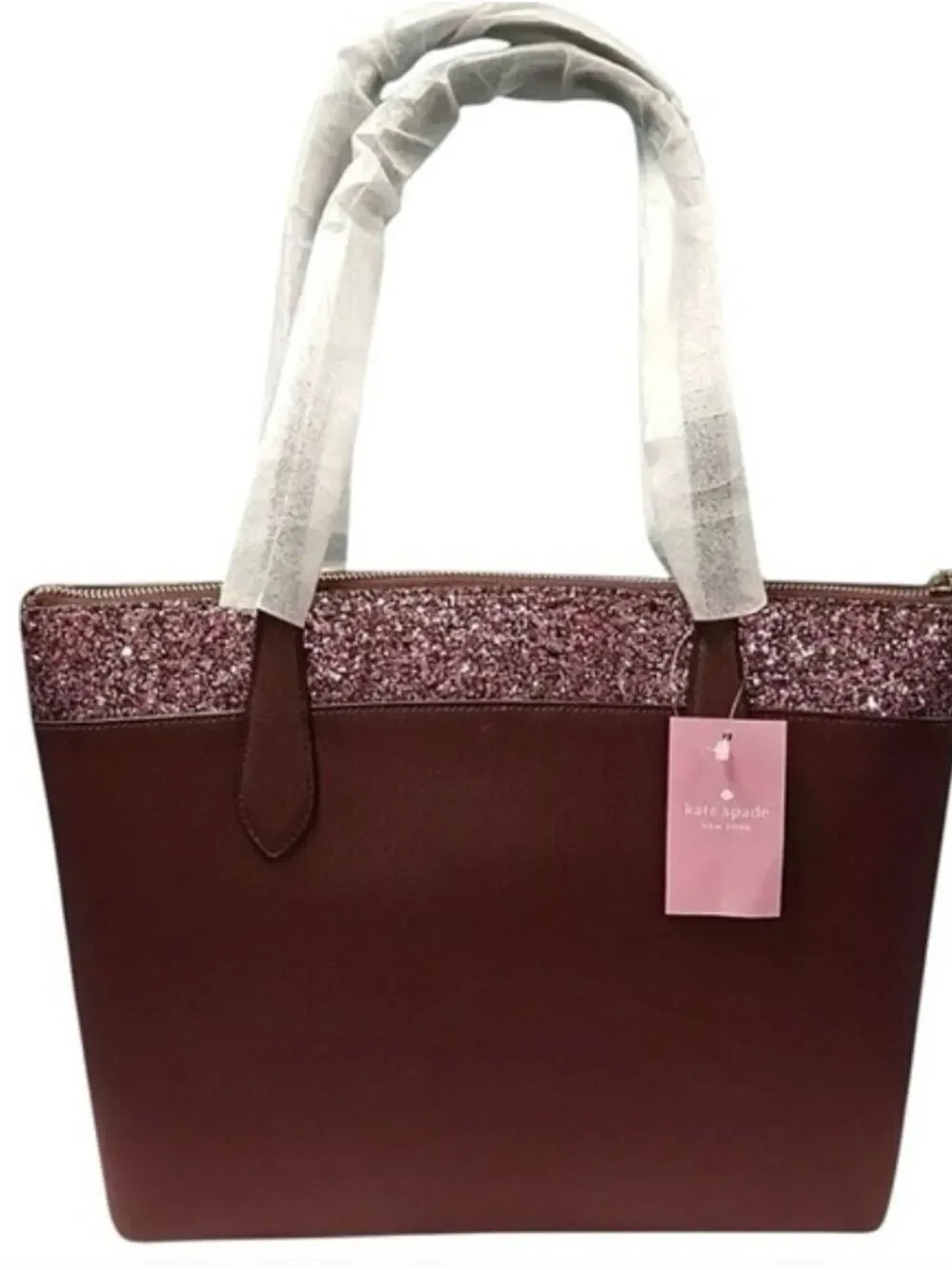 Kate Spade NWT Glitter Trim Tote – Burgundy / Wine