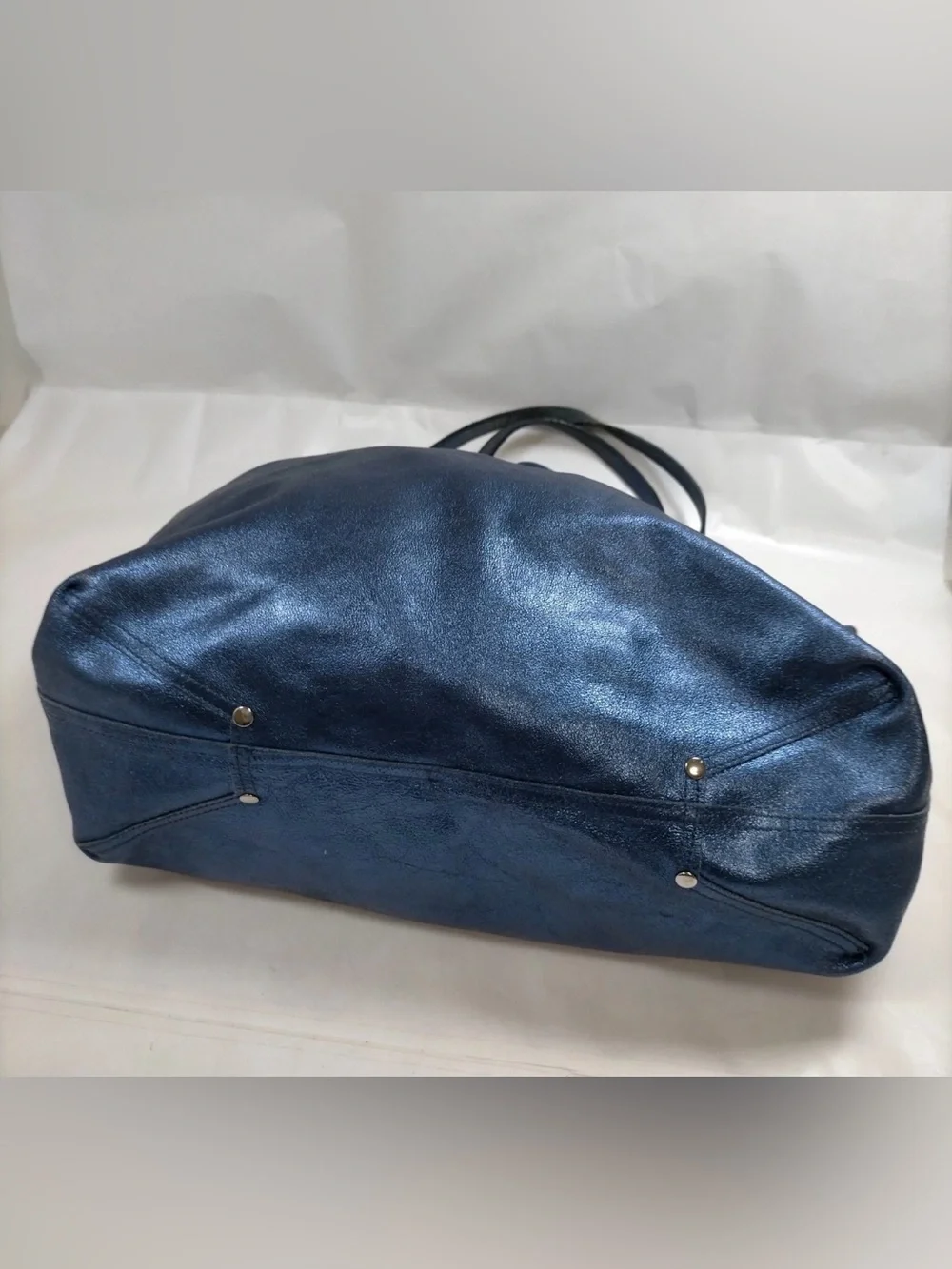 Tiffany&Co Blue Leather Tote Bag Shoulder Bag Handbag with pouch