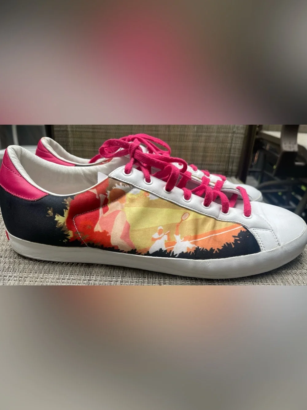 VINTAGE ADIDAS ROD LAVER MENS SIZE 13.5 TENNIS GRAPICS PRINT SHOES