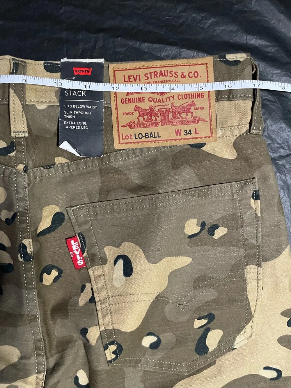 Levi’s Premium Lo-Ball Stack Camo Distressed Jeans Men’s 34x34