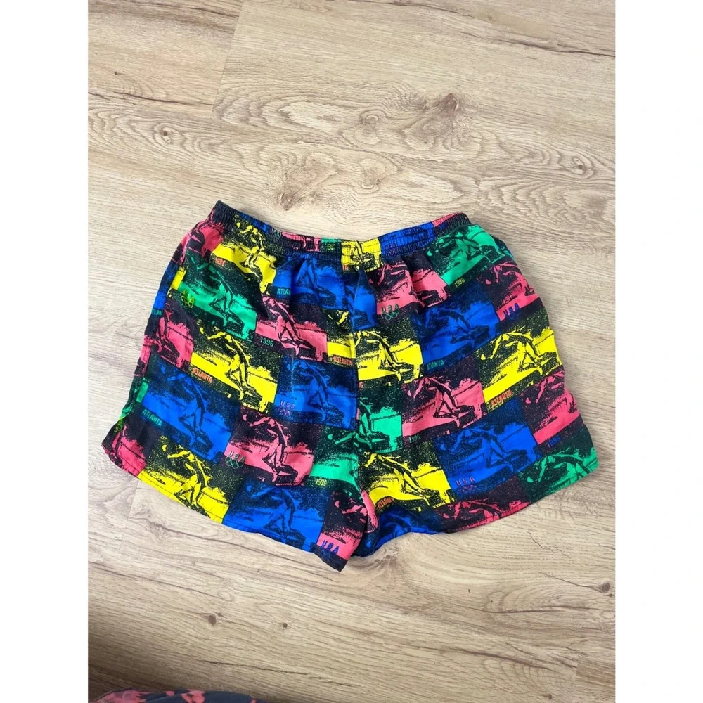 Vintage USA Olympic 90s Silk Shorts Large Atlanta 1996 Graphic silkies