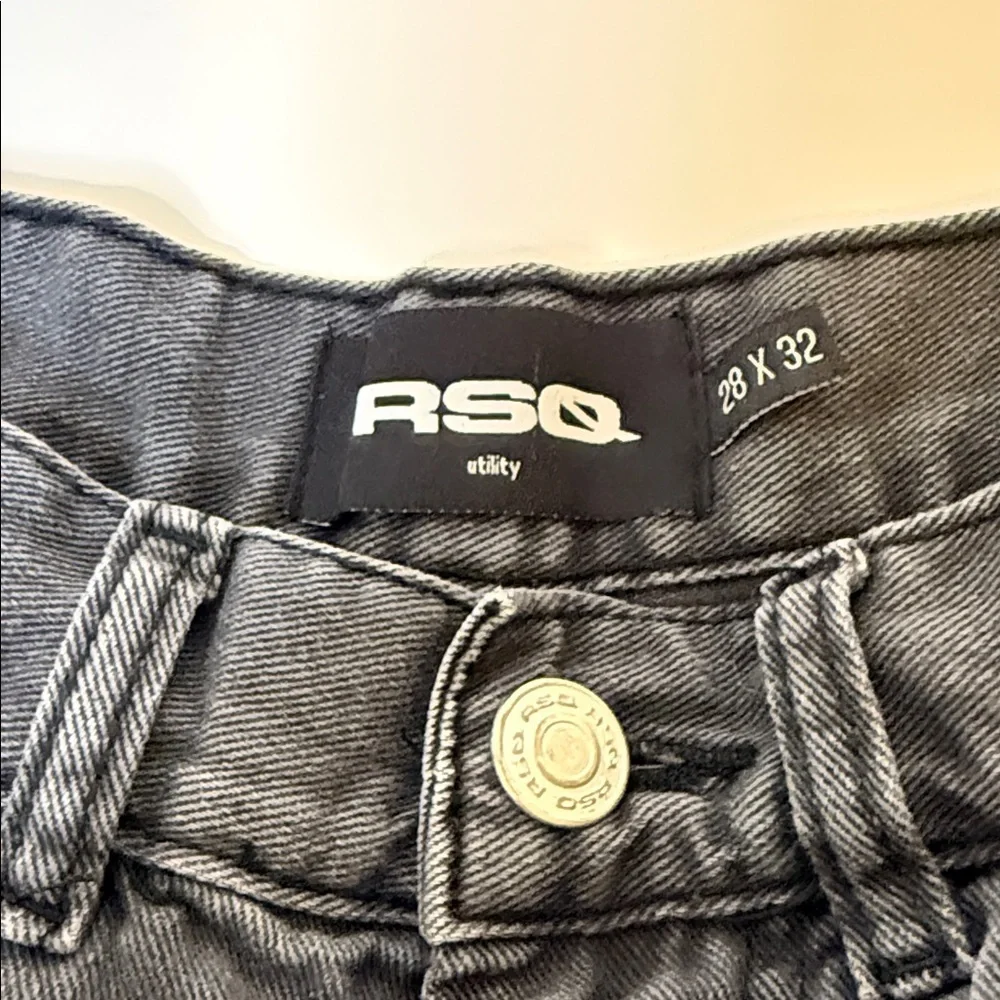 RSQ Utility Jeans Gray Carpenter Style Size 28x32 Streetwear Double Knee Unisex