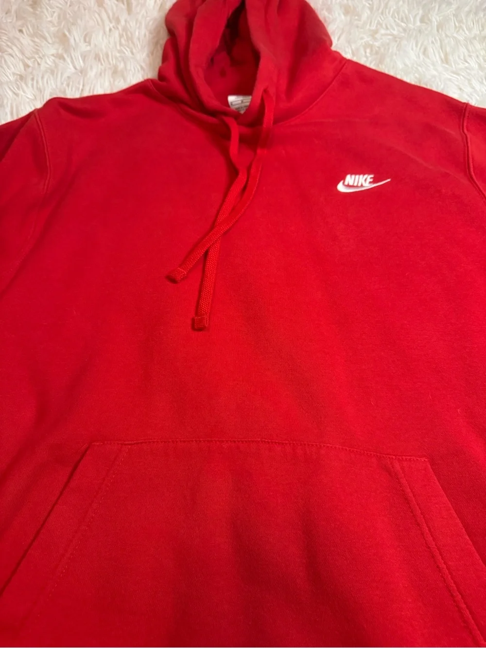 Nike Red Men's Pullover Hoodie with White Swoosh