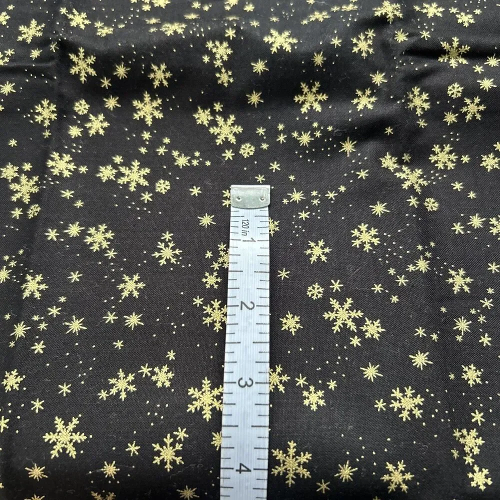 Wonders of Winter Black Gold Snowflake Quilting Fabric Laurie Godin Northcott