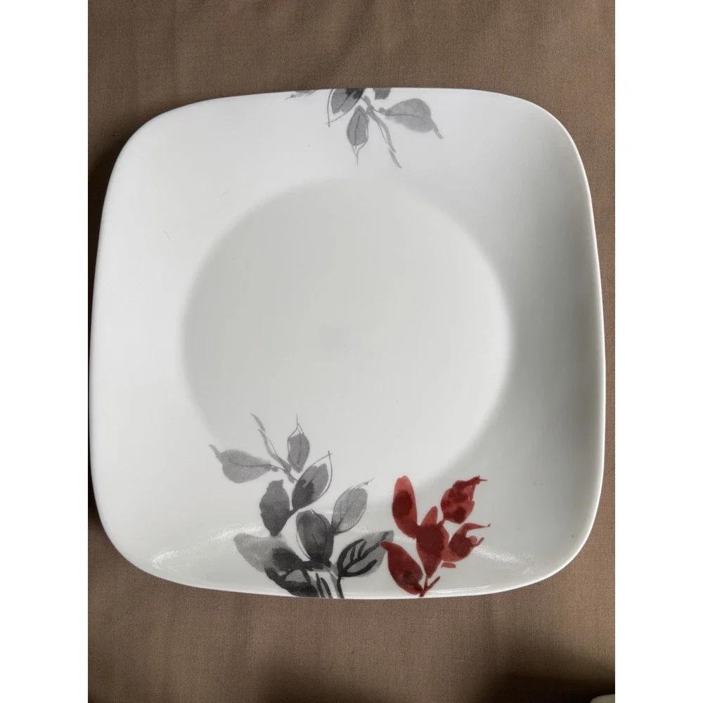 Corelle Kyoto Leaves 15 Pc Square Set 3 Dinner Plates 4 Luncheon 4 Bowls 4 Mugs