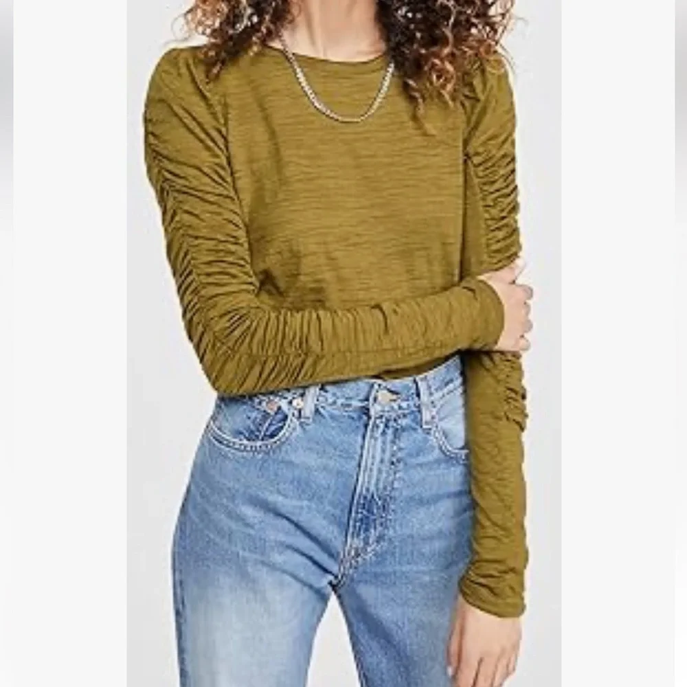 Free People Green Ruched Long Sleeve 🫒