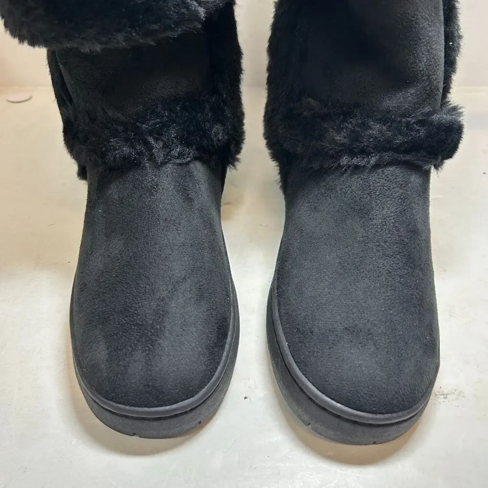 Style & Co. Womens 6 M Black Witty Faux Fur Lined Mid Calf Boots DISPLAY QZ1