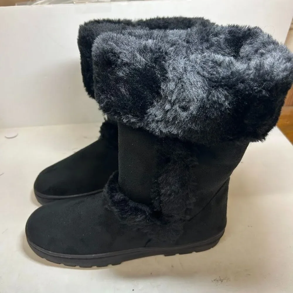 Style & Co. Womens 6 M Black Witty Faux Fur Lined Mid Calf Boots DISPLAY QZ1