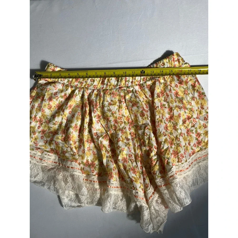 Intimately Free People Floral Lace Trim Lounge Shorts Yellow Orange Large