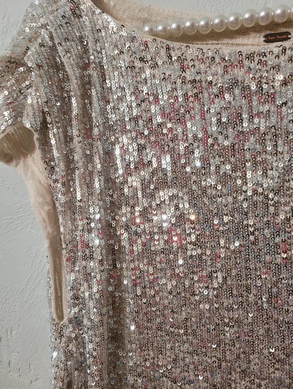 Free People Oversized Shime Sequin Stylish Tunic Top!